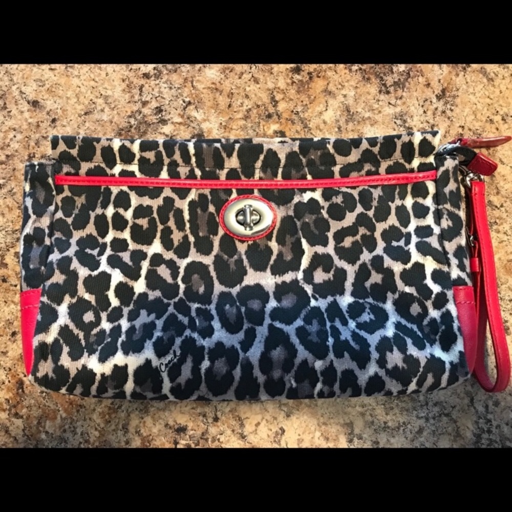 Coach ocelot print wristlet